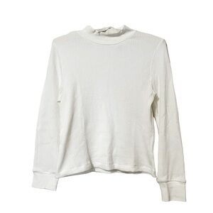 Aritzia Denim Forum White Waffle Mockneck Long Sleeve Top - Sz L